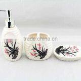 Vintage Ceramic Bathroom Accessories With Flower Decal thumbnail-1