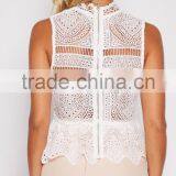 Summer Fashion Clothes Lace Crochet Women Tops Sleeveless Beachwear Sexy Tops thumbnail-4