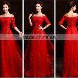 Red Lace Long Party Latest Fashion Dress Design 2015 thumbnail-1