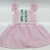 Wholesale Baby Girl Summer Dresses Children Seersucker Ruffle Sleeve Design Wear Lace Dress thumbnail-1
