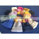 Myfur Wholesale Customized Woolen Yarn Knitted Beanies with Real Fur Bobble Top