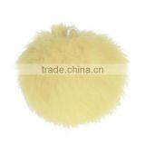 Angora Pom Pom Balls DIY Craft Decoration Pale Yellow With Ring 80mm Dia. thumbnail-1