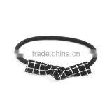 Fabric Hair Ties Bowknot Black Grid Checker thumbnail-1