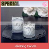 Silver Double Hearts Glitter wedding Candle