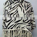 Leather Sued Trims Silk Pashmina Wool Shawls thumbnail-2