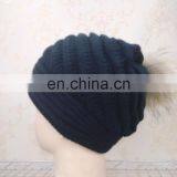 New Style Fashion Wool Knitted With Raccoon Fur Pompom Beanie Hat thumbnail-6