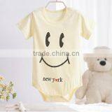 Summer Short Sleeve Panties Smile Printed Baby Rompers for Wholesale thumbnail-4