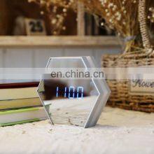 2020 USB Charging Rechargeable Led Decoration Design Night Lighting Mirror Alarm Clock thumbnail-4