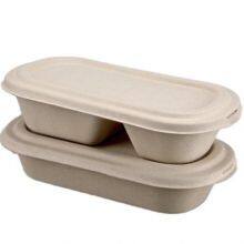 Brown Color Biodegradable Bagasse Bento Boxes Smooth Without Burrs thumbnail-4