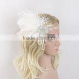 New Fashion Ladies Wedding Party Design Feather Pearl Headband Bridal Headpiece thumbnail-1