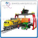 Mini Qute DIY Train Transport Truck Container Rail Vehicle Action Figure Plastic Building Block Model Educational Toy NO.25004