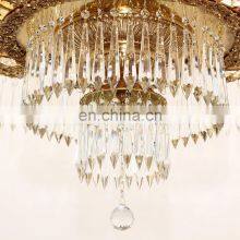 Modern Hotel Copper Luxury Hanging Lights Gold Brass Large Crystal Chandelier thumbnail-4