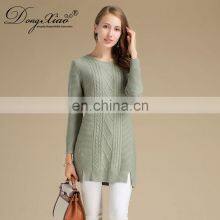 100% Knitted Cashmere Sweater Women Long Thick Crew Neck Casual Style Winter Anti-Wrinkle Anti-Shrink OEM Service Available thumbnail-2