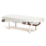 Replica High quality European style stainless steel legs white color PU leather Barcelona bench by Ludwing Mies Van der Rohe