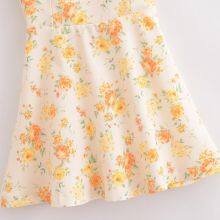 Spring New Women's Clothing European and American Style Bow Decoration Flower Print Poplin Dress thumbnail-2