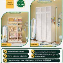 Pastel Pink Multi-Door Steel Armoire S-LC215 | Vertical Slatted Texture With Locking System | Customizable Storage for Kids' Rooms & Schools thumbnail-3