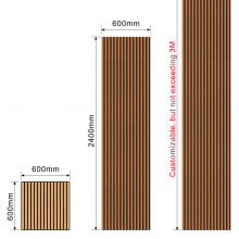 Acoustic Wooden Oak Walnut Slatted Board Panel Black/White Felt Back MDF Core Panel thumbnail-5