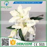 2016 Wholesale 3 Heads Latex Artificial PU Flowers Lily Real Touch Bouquet Wedding Bridal Decor Display Flower thumbnail-2