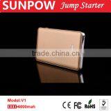 Sunpow Luxury Gold Color Multi-function Car Battery Power Bank 12000mAH Emergency Mini 12v Car Jump Starter With Air Compressor thumbnail-4