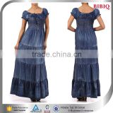 formal womens denim dresses blue long bonnie jean dresses pattern handmade smocked dresses for adult                        
                                                Quality Choice