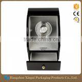 Custom Made Single Black Glossy Wooden Watch Winder Box With A Drawer