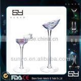 Slant or Oblique Handmade Glass Candle Holder With Color Decoration thumbnail-1