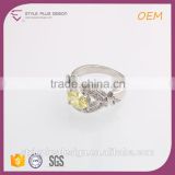 R63486K01 925 Sterling Silver Princess Cut Yellow & White Oval CZ Engagement One Stone Crown Metal O Ring Designs