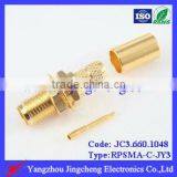 Gold Plated Reverse Polarity SMA Female Body With Male Pin Crimp Straight for RG58 Cable Bulkhead thumbnail-1