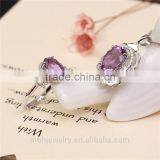 Hot Sale Jewellery Set 18K Gold Plated 925 Sterling Silver Precious Natural Amethyst Gemstone Pendant Ring Jewelry Set thumbnail-5