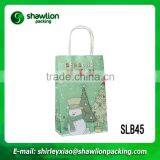 New Christmas holiday printing logo kraft paper food bag with handles