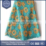 Green Flower Pattern Cord Guipure Embroidery Lace For Dinner Dress / Wholesale Price Royal Blue Lace Fabric Guipure