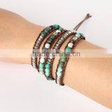 Pure Natural Turquoise Paragraphs Female Winding Bracelet for Men and Women Lovers in Tibet thumbnail-4