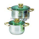 12pcs Green Glass Lid Stainless Steel Milkpot Casserole Frypan Cookware Set thumbnail-3
