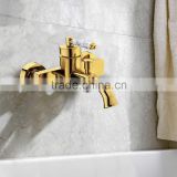 Wall Mounted Golden Brass Bathtub Tap