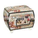 Decorative Vintage Leather Storage Stool With Drawer