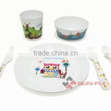 New Wholesale bpa free plastic Custom printed 6PCS/SET kids dinnerware sets