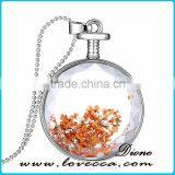 Silver Color Plating Glass Dried Flower Necklace thumbnail-1