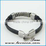 Wholesale Cheap Engraved Braided Leather Bracelet With Fashion Charm and Stainless Steel Buckle thumbnail-2