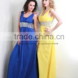 Sleeveless ruffle and beaded chiffon formal maxi prom dresses for women 5587
