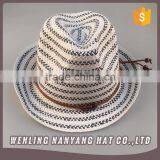 Unisex Paper Straw Cheap Fedora Hat Custom Logo Band/Ribbon/Rope Hat thumbnail-3
