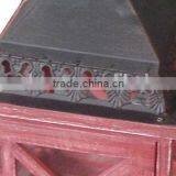 Red Color Wood Lantern Cross Frame Iron Top thumbnail-5