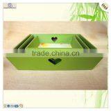Dark Green Heart Handle Tea Print Wood Tray thumbnail-6