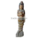 Archaize Do old hand made wooden carving mermaid,Antique wooden statues,Religious sculptures