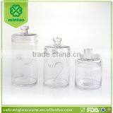 Set of 3 Hand Made Clear Glass Jar/customized Decal Glass Jar thumbnail-1