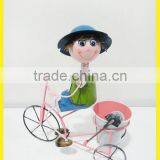 Hot Selling Fashion Girl Wrought Iron Bicycle Plant Stand thumbnail-1