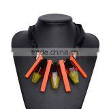 Europe America New Design Exaggerated Geometric Acrylic Pendant Necklace Adjustable Silk Ribbon Necklace thumbnail-3