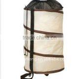 Pop Up Hamper&Household Essentials Pop Up Clothing Hamper, Round, Oatmeal Polyester With Coffee Trim(TM-PUP-007) thumbnail-1