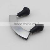 Stainless Steel Double Blade Cheese Cutter Carving Knife Mezzaluna Chopper With Black Handle thumbnail-5