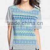 New Design Lady Short Sleeve Sweatshirt With Leather thumbnail-1