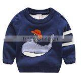 Hot New Design Appliqued Shark Pattern Pullover Baby Sweaters Custom thumbnail-3